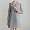 korean spring suit casual women OL temperament professional double breasted solid slim chiffon long blazer