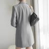 korean spring suit casual women OL temperament professional double breasted solid slim chiffon long blazer