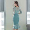 lace perspective sexy formal trumpet dress temperamental  backless elegant cute ol mermaid dress