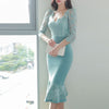 lace perspective sexy formal trumpet dress temperamental  backless elegant cute ol mermaid dress