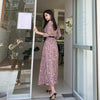 print dress women elegant autumn office lady chiffon v-neck long sleeve temperament boho long dress