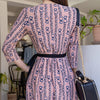 print dress women elegant autumn office lady chiffon v-neck long sleeve temperament boho long dress