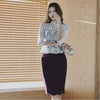 spring midi dress women OL temperament sexy white perspective lace purple stitching slim pencil dress