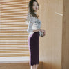 spring midi dress women OL temperament sexy white perspective lace purple stitching slim pencil dress
