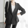 spring suit casual oversized ladies OL simple two-pocket coat long-sleeve slim high-slit chiffon wild suit