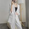 spring suit casual oversized ladies OL simple two-pocket coat long-sleeve slim high-slit chiffon wild suit