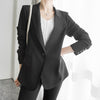spring suit casual oversized ladies OL simple two-pocket coat long-sleeve slim high-slit chiffon wild suit