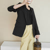 spring suit casual oversized ladies OL simple two-pocket coat long-sleeve slim high-slit chiffon wild suit