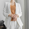 spring suit casual oversized ladies OL simple two-pocket coat long-sleeve slim high-slit chiffon wild suit
