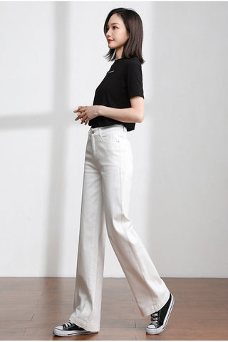 autumn and winter office lady casual plus size brand female women ladies girls stretch straight wide leg jeans