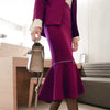 temperament comfortable ruffles suit and simple slim skirt work style  outdoor trend purple skirt suits