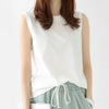 new fashion women sleeveless t-shirt female girls loose 95% pure cotton solid color spring autumn o-neck vest tank tops Camis
