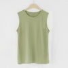 new fashion women sleeveless t-shirt female girls loose 95% pure cotton solid color spring autumn o-neck vest tank tops Camis