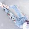 spring summer embroidery flowers large size jeans women's pencil pants
