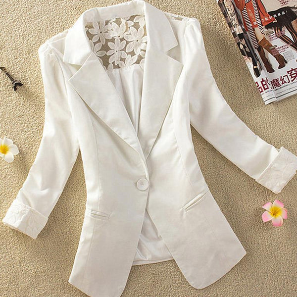 new suit spring and summer new Slim lace stitching women suit jacket career xxxl plus size
