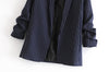 women euro style casual striped print open stitch blazer female side pocket pleat sleeve suit office lady chic tops  CT185