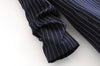 women euro style casual striped print open stitch blazer female side pocket pleat sleeve suit office lady chic tops  CT185