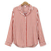 Women Stripe Long Sleeve Chiffon Button Down Blouse Shirt Office Lady Casual Summer Autumn Top Plus Size 2022 Fashion