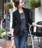 plus size autumn fashion womens slim any collocation solid black casual small suit elegant cotton tops