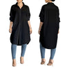 plus size womens tops and blouses Long Office Lady shirt white blouse women clothes Black