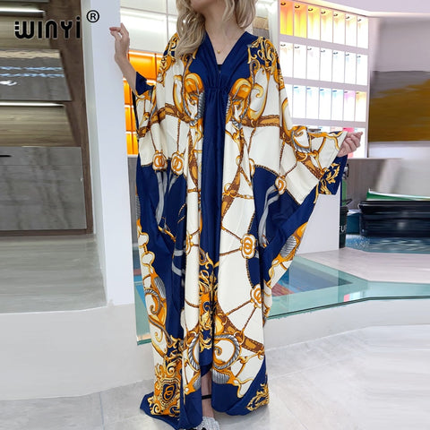 robes de cocktail  Women V-Neck Long Dress  Muslim Pakistani Marocain Elegante African Lslanm Holiday Batwing Sleeve Silk Robe