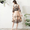 runway woman dress ruffles Flower embroidery elegant party holiday mesh ladies midi dresses for women vestidos robes female ZA