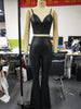 set women 2 pieces pants 2023 women's short and cropped set V-Neck Sexy PU Leather Spaghetti Strap Crop Top & Flared Pants