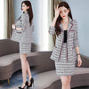 sets of women 2 pieces elegant Plaid Fall Blazer Suit Turn-down Collar Blazers Tops And Mini Skirts Femme Office Lady Outfits