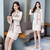sets of women 2 pieces elegant Plaid Fall Blazer Suit Turn-down Collar Blazers Tops And Mini Skirts Femme Office Lady Outfits