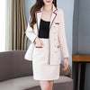 sets of women 2 pieces elegant Plaid Fall Blazer Suit Turn-down Collar Blazers Tops And Mini Skirts Femme Office Lady Outfits