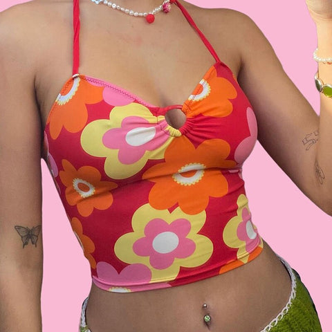 sexy hollow out bandage crop tops women  cute tops  tank top women  Short  Floral  Camis   Patchwork