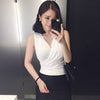 Tank Top Women Vest Summer 2022 White Crop Tops Cropped Sexy Deep V-Neck Top Cotton Ruched Shirt Tees Womens Clothing
