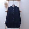 simple long-sleeve double-layer gauze blouse cotton mid-length literary all-match shirt top