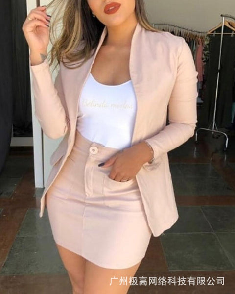 skirt suits women's blazer & skirt sets 2023 autumn Long Sleeve slim skirt 2 piece sets