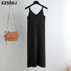 sleeveless knit maix dress women spring  summer A-line  v-neck long  strapless dress female Loose casual basic Camis tank dress