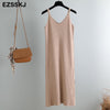 sleeveless knit maix dress women spring  summer A-line  v-neck long  strapless dress female Loose casual basic Camis tank dress