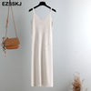 sleeveless knit maix dress women spring  summer A-line  v-neck long  strapless dress female Loose casual basic Camis tank dress