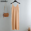 sleeveless knit maix dress women spring  summer A-line  v-neck long  strapless dress female Loose casual basic Camis tank dress