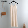 sleeveless knit maix dress women spring  summer A-line  v-neck long  strapless dress female Loose casual basic Camis tank dress