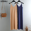 sleeveless knit maix dress women spring  summer A-line  v-neck long  strapless dress female Loose casual basic Camis tank dress
