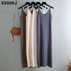 sleeveless knit maix dress women spring  summer A-line  v-neck long  strapless dress female Loose casual basic Camis tank dress