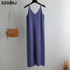 sleeveless knit maix dress women spring  summer A-line  v-neck long  strapless dress female Loose casual basic Camis tank dress