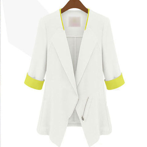 slim fashion European women blazers casual spring autumn new suit blazer hit color long sleeve short work women slim coat,LB2386