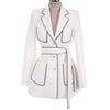 spring 2022 women blazers and jackets with belt pearl beading slit feminino new white blazer women fashion clothing