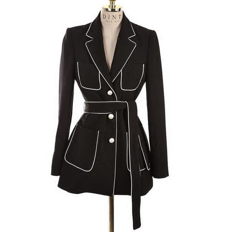 spring 2022 women blazers and jackets with belt pearl beading slit feminino new white blazer women fashion clothing