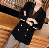 spring autumn double breasted blazer women black office lady notched suit jacket