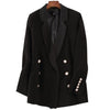 spring autumn double breasted blazer women black office lady notched suit jacket