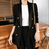 spring autumn double breasted blazer women black office lady notched suit jacket