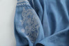 spring embroidery denim shirt women cotton casual v neck soft light blue denim tops and blouses blusas mujer new