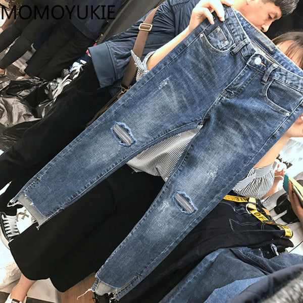 streetwear high waist women's jeans woman girls women pants trousers female jean femme denim bagge ripped mom jeans